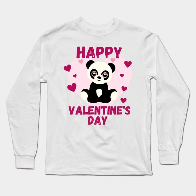 Happy Valentines Day - Panda Long Sleeve T-Shirt by LukjanovArt